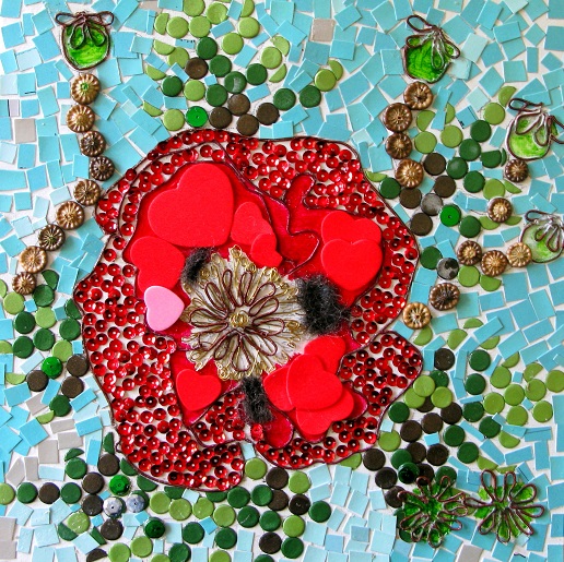 Poppy (mosaic, metal and wool) - m.joy