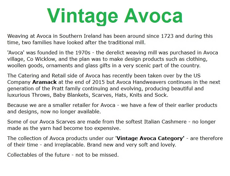 Avoca and Vintage Avoca - at www.honeybeeswax.com