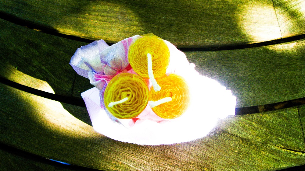 Three Beeswax Candles in a Bag - m.joy